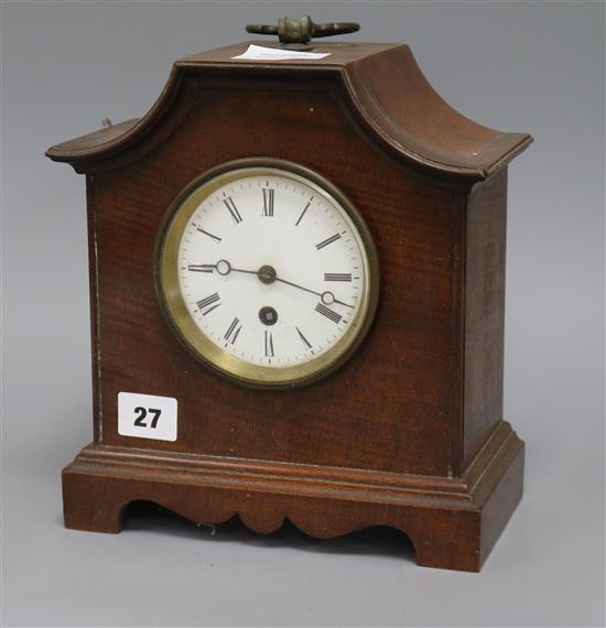 An Edwardian mahogany mantel timepiece height 25cm